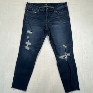 Abercrombie & Fitch Jeans Dark Wash Blue Harper Ankle Distressed Womens 30/10R
